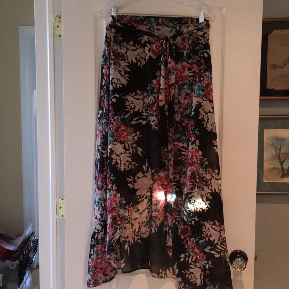 Wrap high low maxi skirt